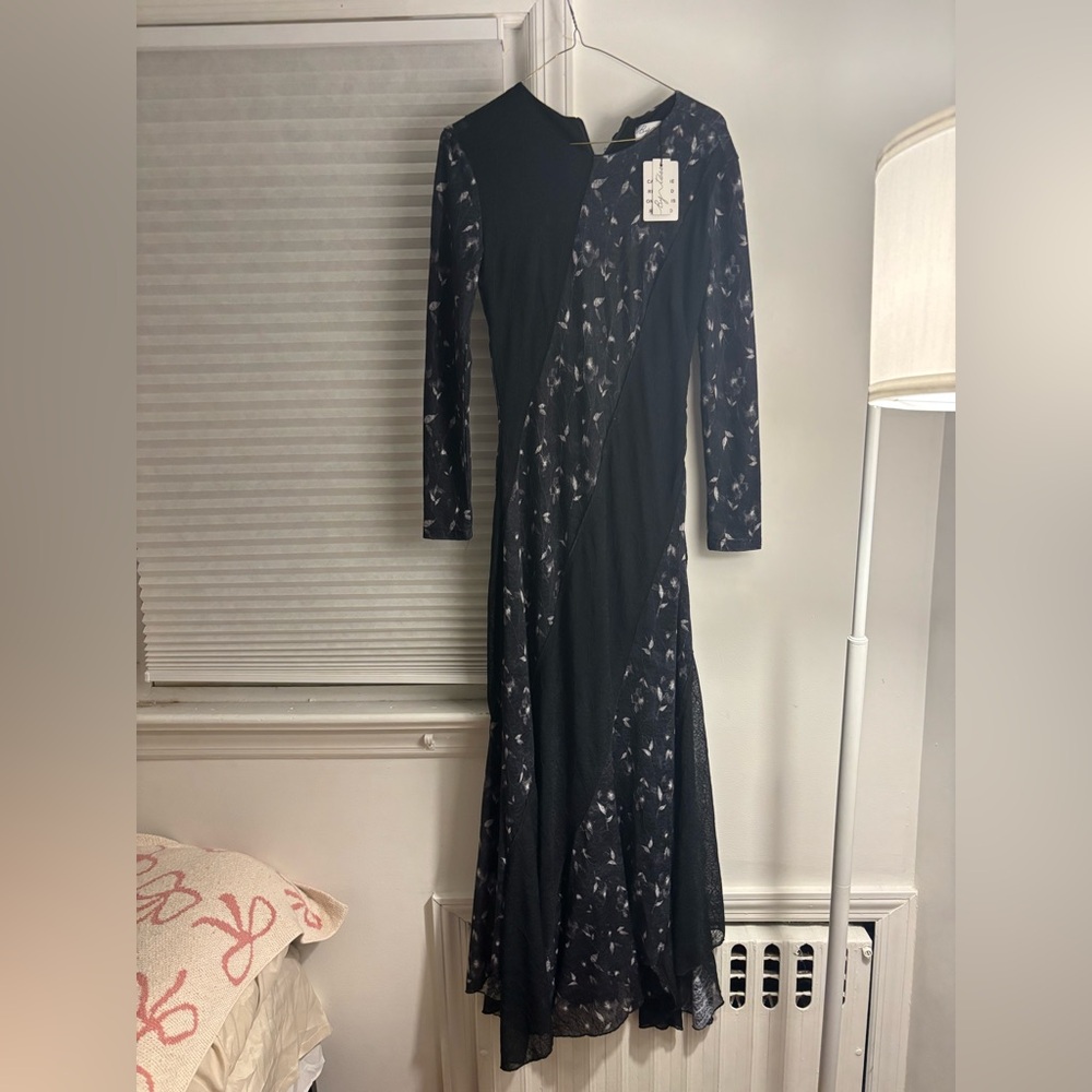 Chic Long Sleeve Black and Gray Dress